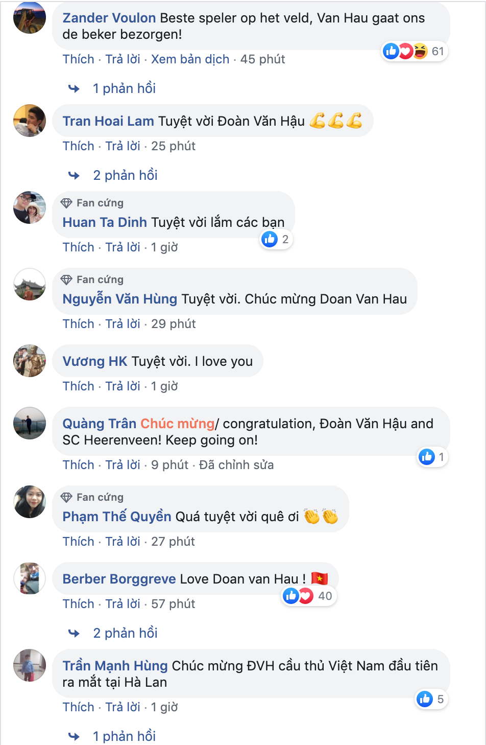 Van Hau co dong vien