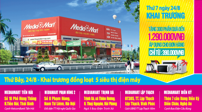 Giá sốc cơn lốc quà tặng chào mừng MediaMart vượt mốc 140 siêu thị điện máy