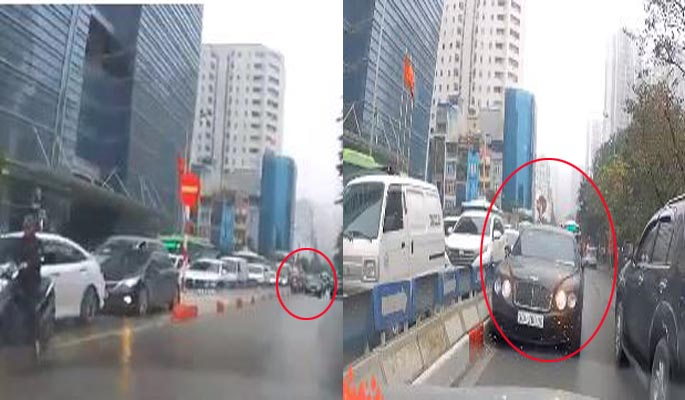 Xe sang Bentley đi ngược chiều còn nháy đèn cảnh báo, Công an Hà Nội vào cuộc - 1