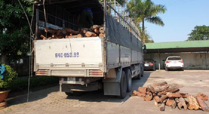 Bắt xe tải chở hơn 18 tấn gỗ trắc ở Hà Tĩnh - 1