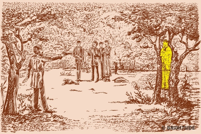 Đáp án 'câu đố tìm người vệ sĩ đang ấn nấp trong bức tranh' - 1