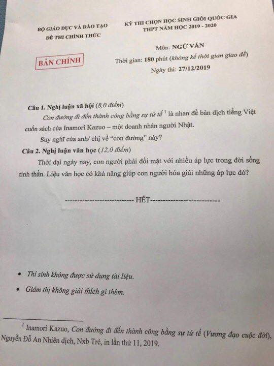 'Thành công bằng sự tử tế' xuất hiện trong đề Văn thi học sinh giỏi quốc gia 2019 - 1