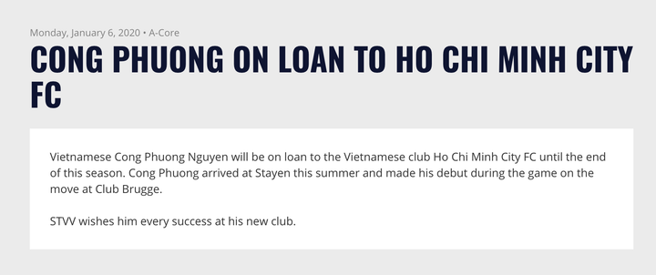 Sint-Truidense chia tay Công Phượng bằng thông báo 4 dòng - 1