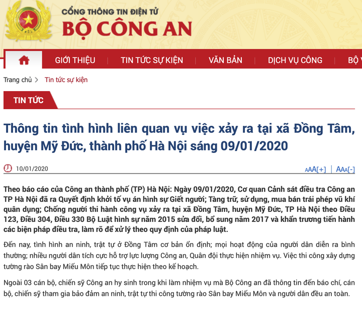 Thông tin 5 - 7 cán bộ, chiến sĩ công an hy sinh ở Đồng Tâm là bịa đặt - 1