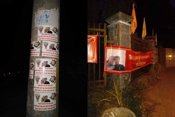 Thất tình, nam thanh niên in băng rôn hình người yêu dán khắp nơi - 1