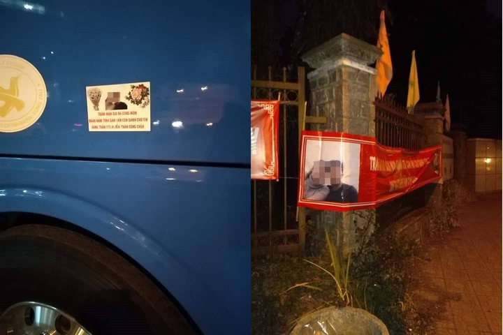 Thất tình, nam thanh niên in băng rôn hình người yêu dán khắp nơi - 2