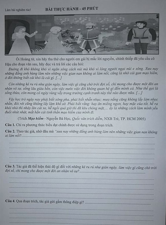 'Hoàng tử và em gái mắc lời nguyền' vào đề thi Văn khiến học sinh thích thú - 1