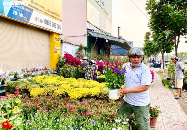 Hoa Tết ồ ạt xuống phố, TP.HCM rực rỡ sắc màu ngày cuối năm - 5