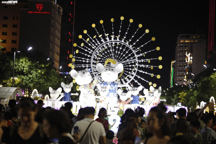 Hàng nghìn du khách tham dự lễ khai mạc đường hoa Nguyễn Huệ trong đêm - 1