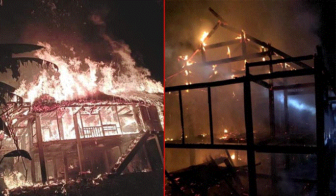 Nhà sàn hơn 200 triệu đồng của một hộ dân bị thiêu rụi do thắp nến trên bàn thờ - 1