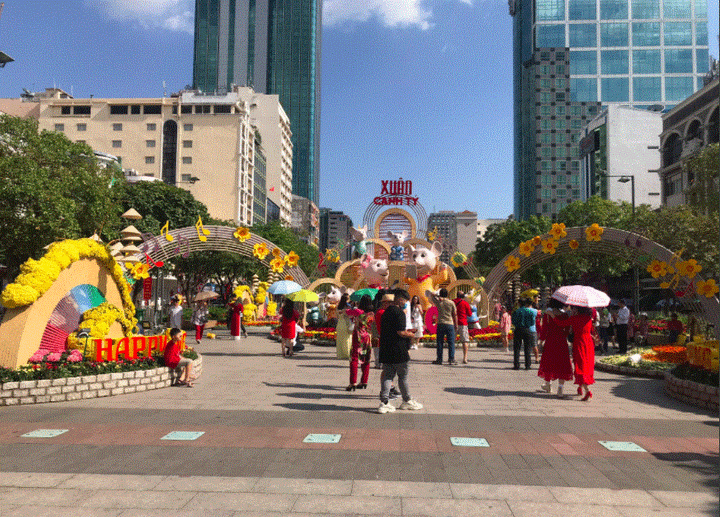 Người dân đổ xô về du xuân đầu năm ở Đường hoa Nguyễn Huệ - 3
