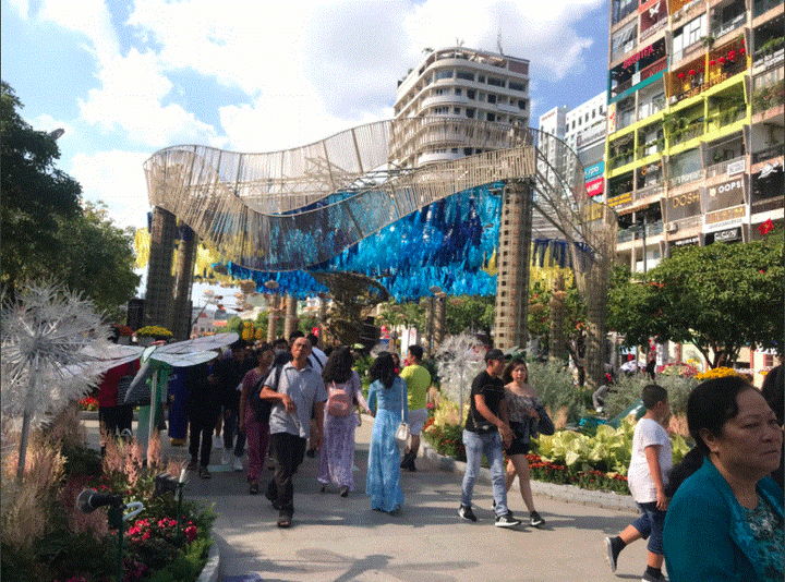 Người dân đổ xô về du xuân đầu năm ở Đường hoa Nguyễn Huệ - 7