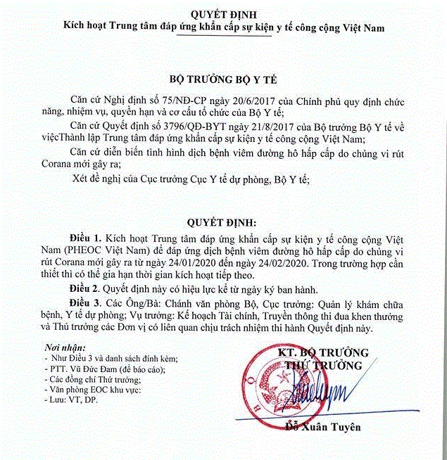 Bộ Y tế kích hoạt Trung tâm đáp ứng khẩn cấp phòng chống dịch viêm phổi cấp - 1