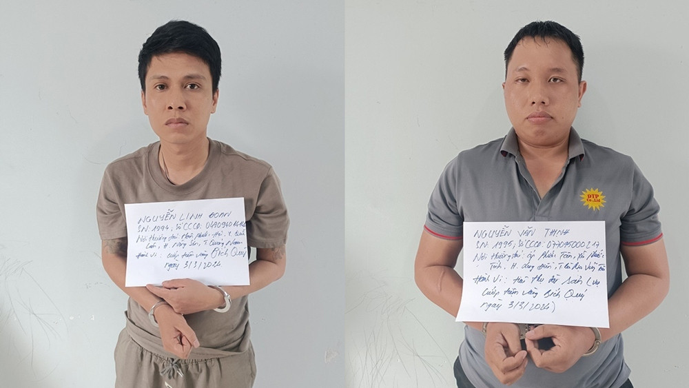 Bắt giam 2 kẻ cướp tiệm vàng ở Bình Dương