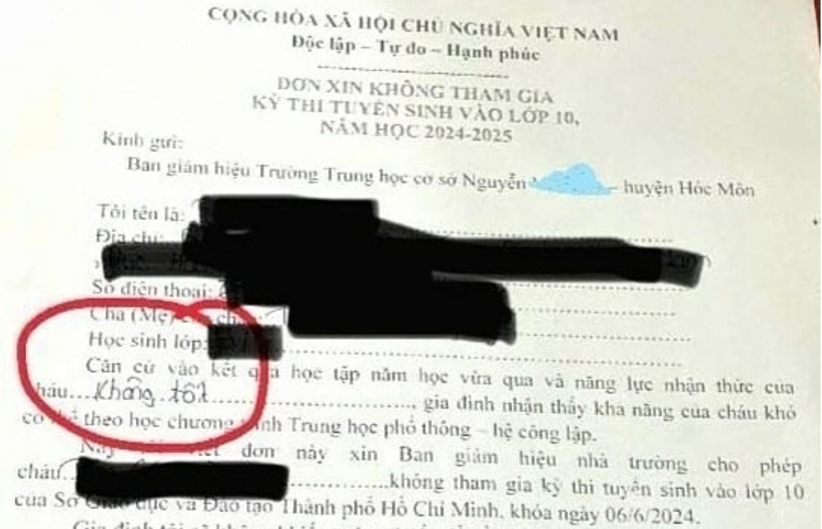Vụ phát đơn xin không thi tuyển lớp 10 ở TP.HCM: Phòng GD&ĐT báo cáo gì?