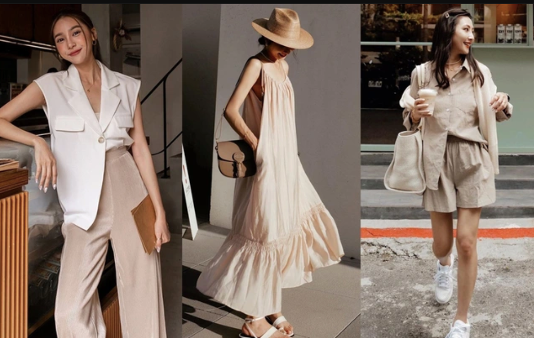 Cách mặc trang phục màu be nhẹ mát trong mùa hè