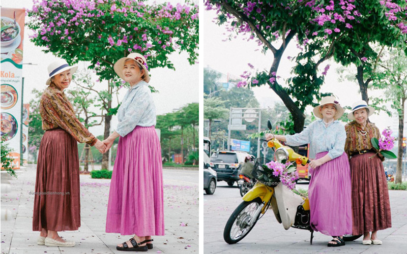 Dân mạng đua nhau 'thả tim' bộ ảnh bằng lăng của 2 cụ bà ở viện dưỡng lão 