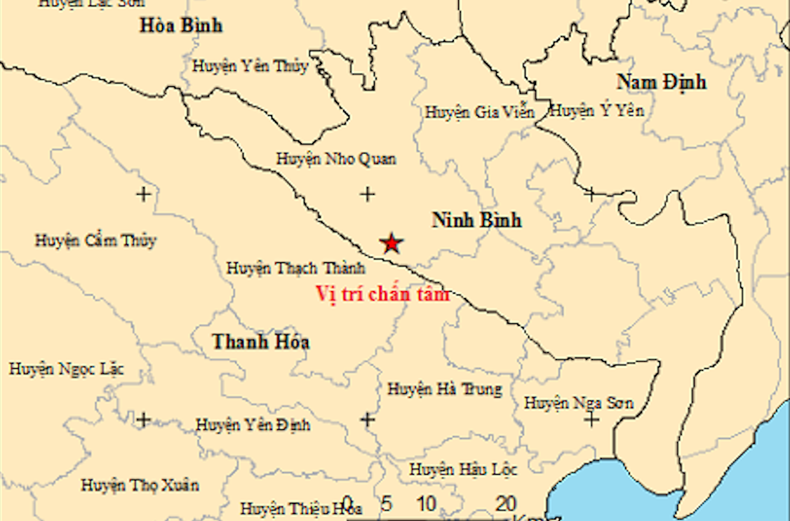 Động đất 3.4 độ richter ở Ninh Bình