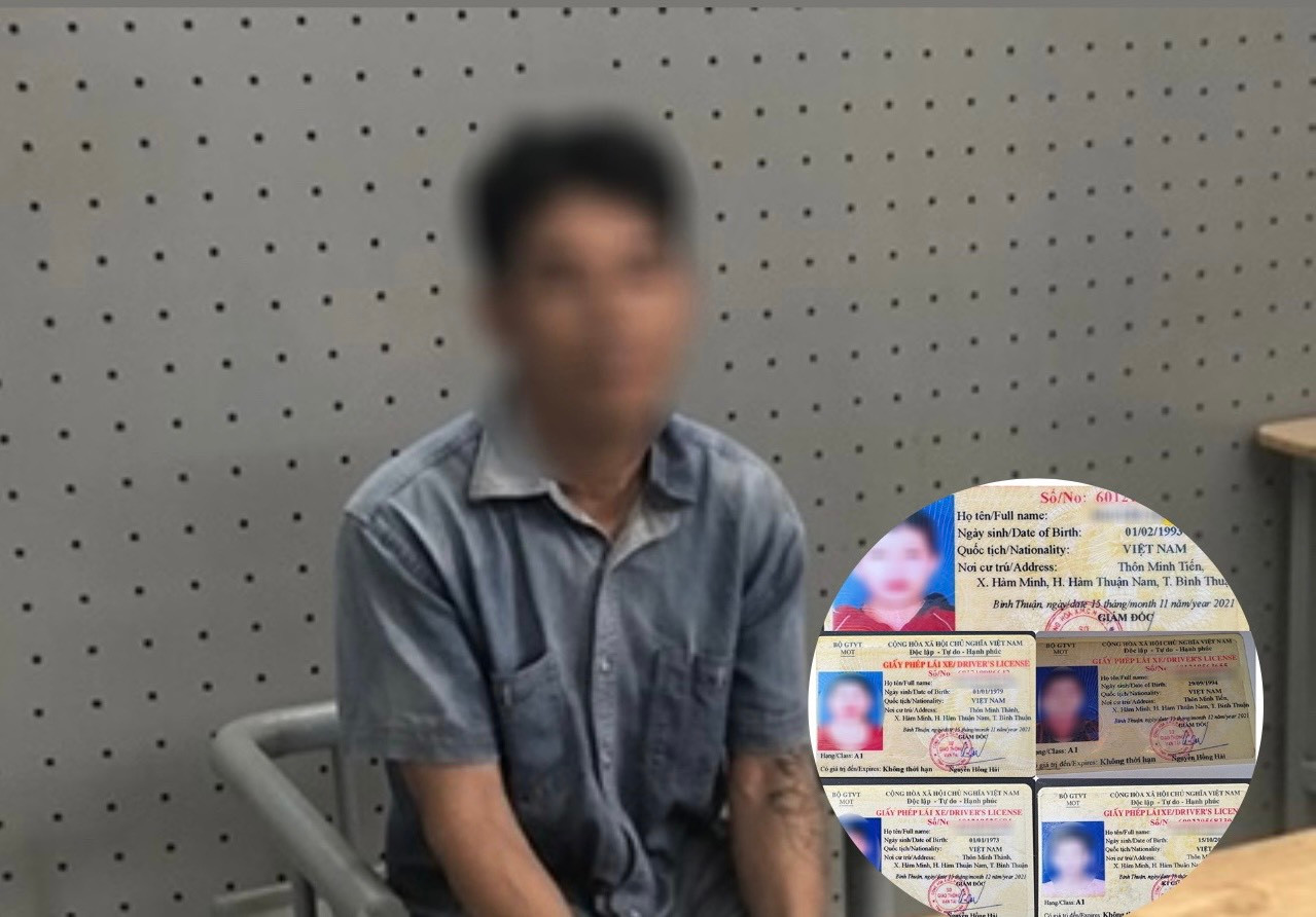 Bắt khẩn cấp người đàn ông ở Bình Thuận sử dụng, mua bán giấy phép lái xe giả