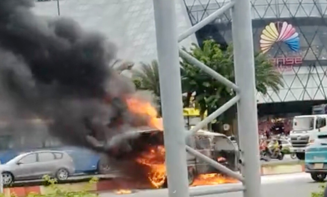 Xe van cháy rụi giữa đại lộ đẹp nhất TP.HCM