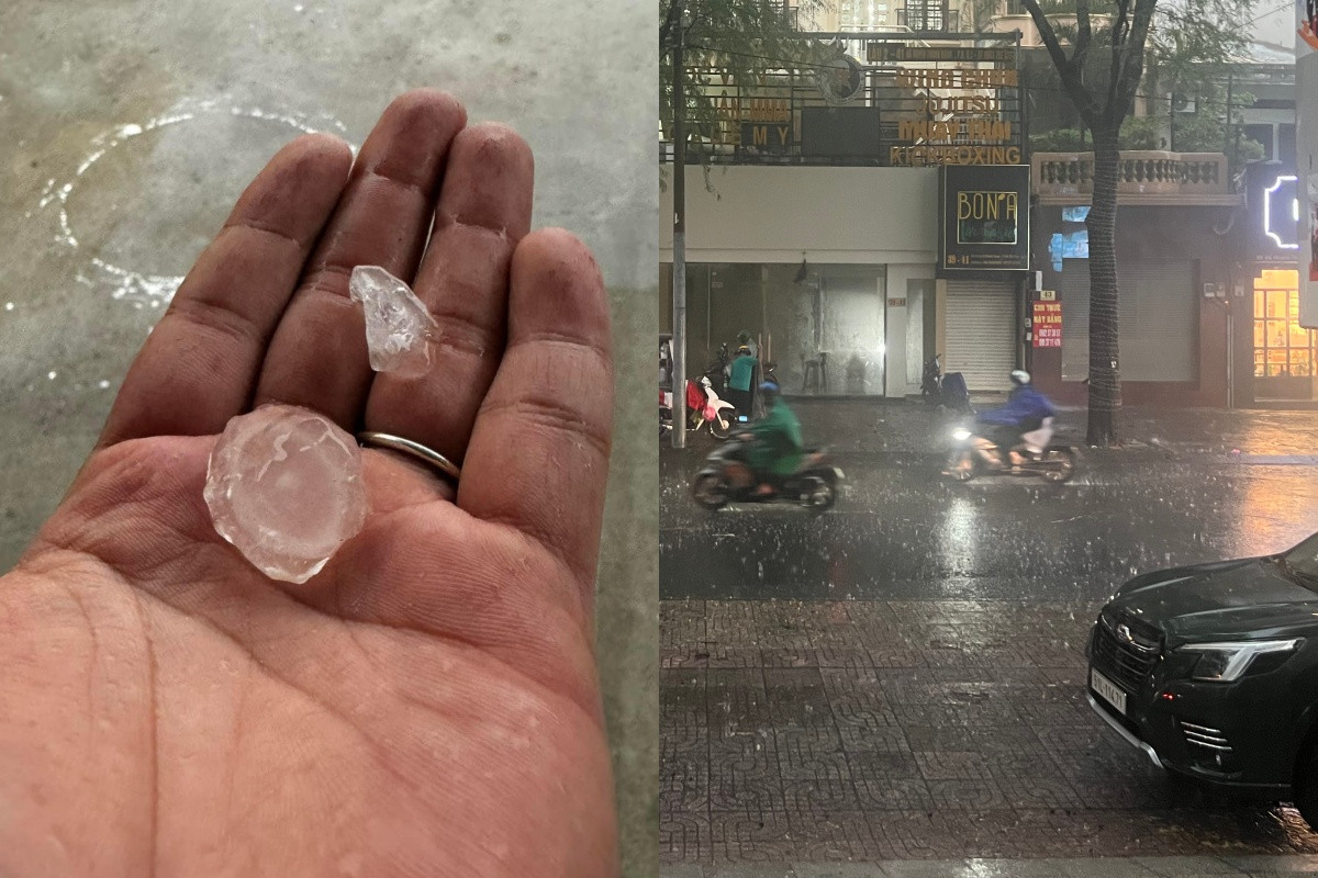 TP.HCM mưa trắng trời, nhiều nơi xuất hiện mưa đá 