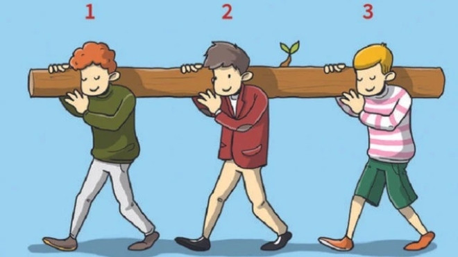 Trong 3 người này, ai vác gỗ nặng nhất?