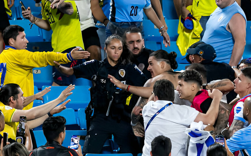 Darwin Nunez đánh nhau với cổ động viên Colombia