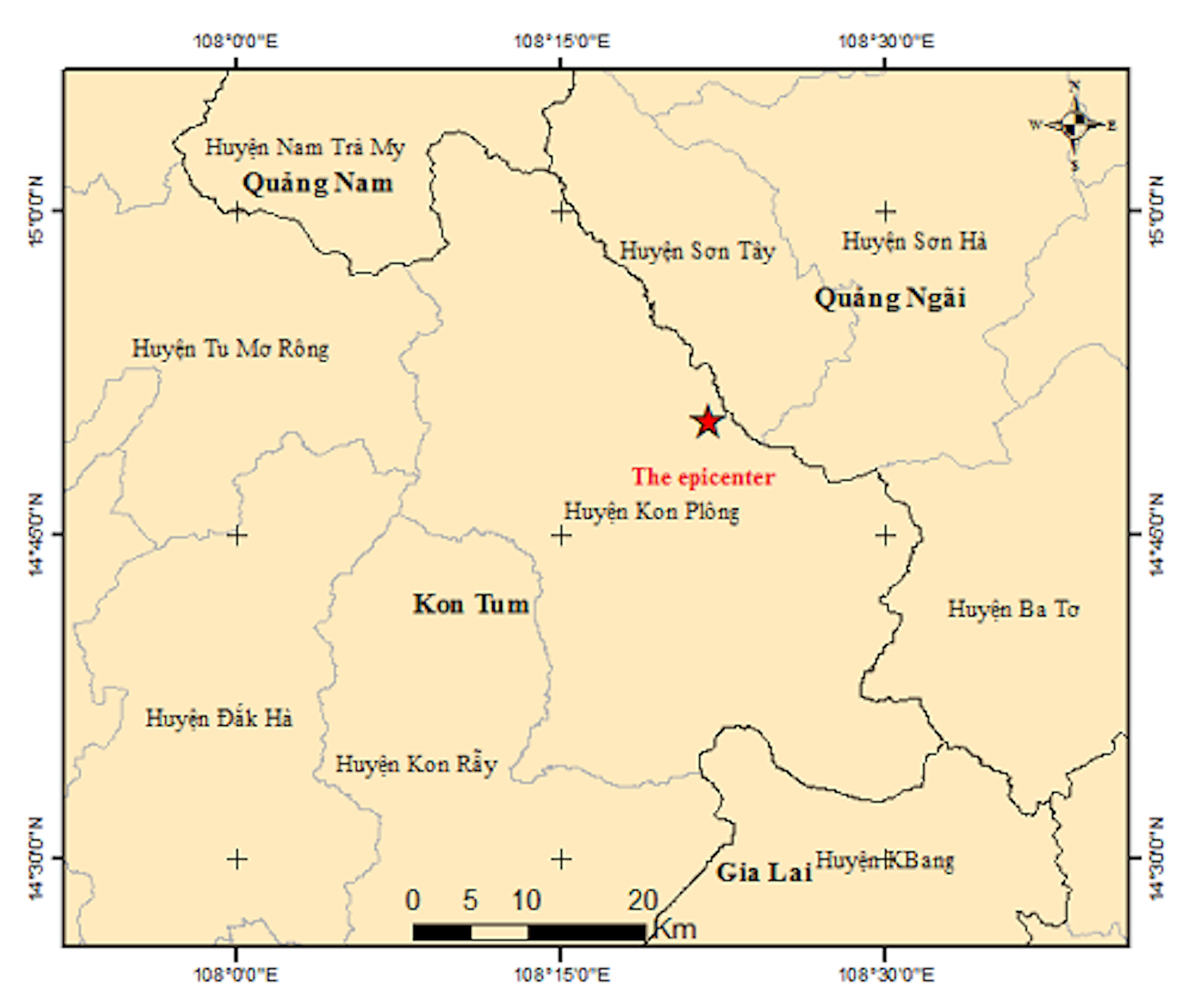 Kon Tum xảy ra 2 trận động đất trong buổi sáng