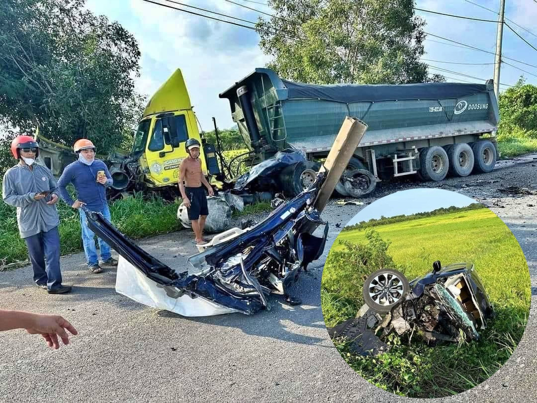 Ô tô 7 chỗ nát vụn, tài xế tử vong sau va chạm với xe đầu kéo
