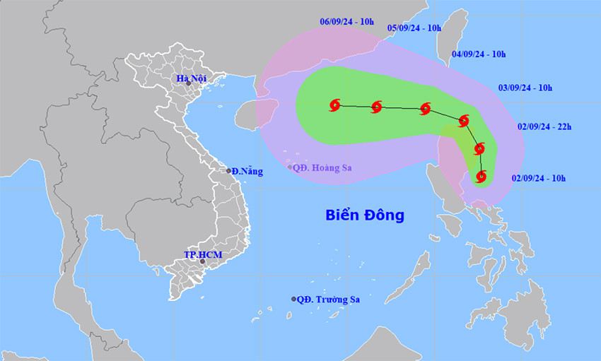 Bão Yagi tiến sát Biển Đông, có thể rất mạnh trong 2-4 ngày tới