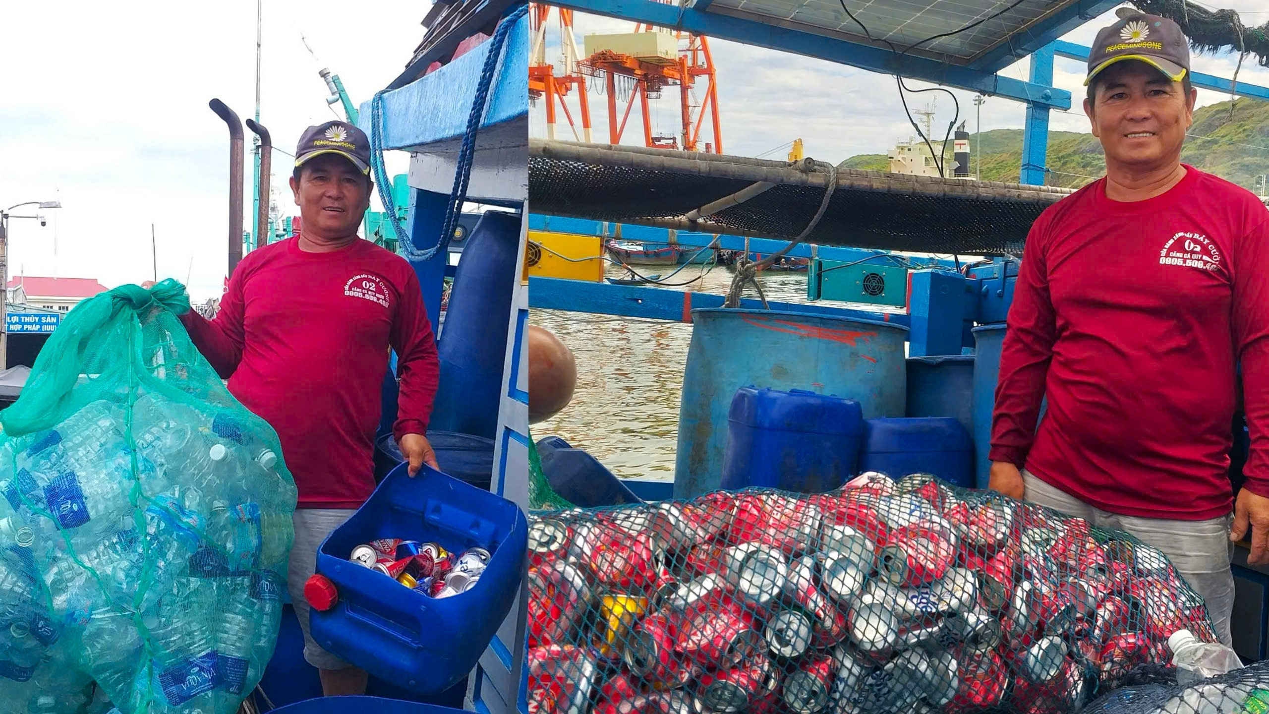 Tàu cá ngư dân Bình Định cập bến với cá đầy khoang, túi đầy rác