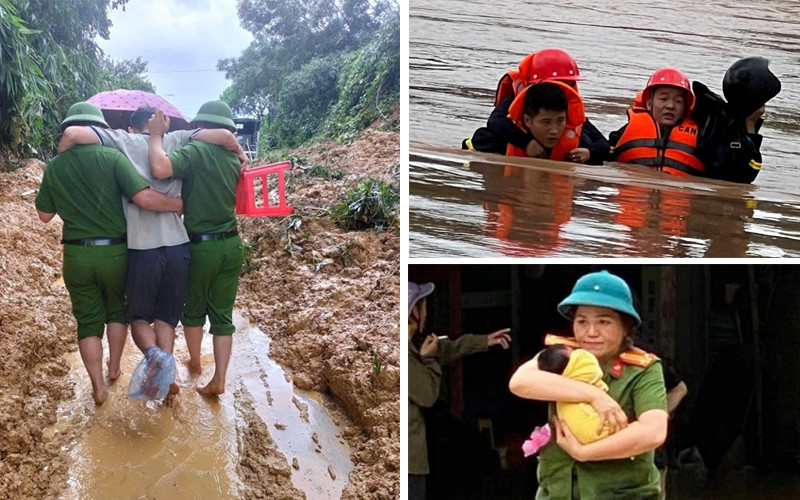Xúc động những khoảnh khắc bộ đội, công an cứu dân trong bão lũ