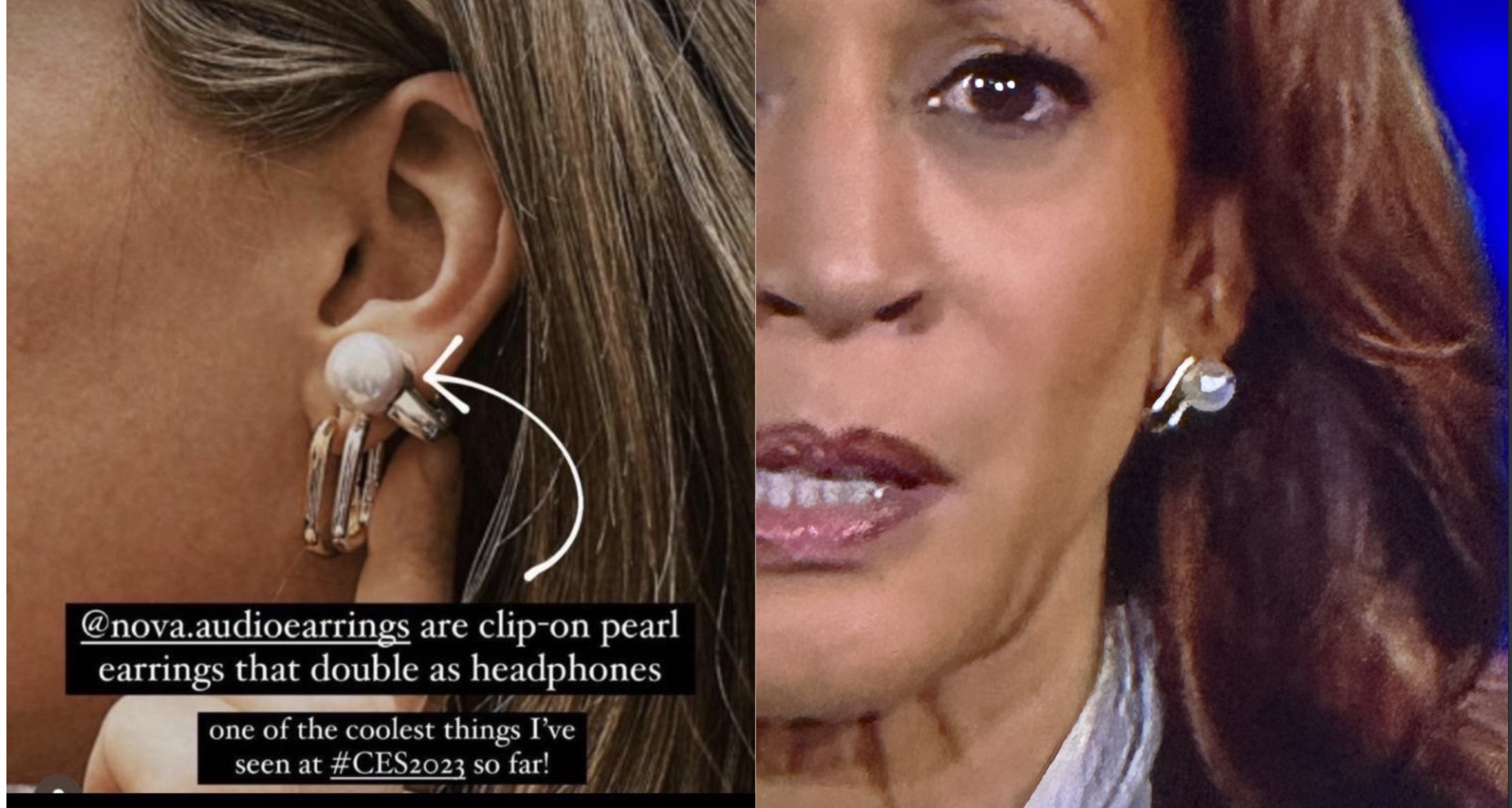 Thực hư vụ bà Harris đeo tai nghe giả khuyên để được 'nhắc bài'