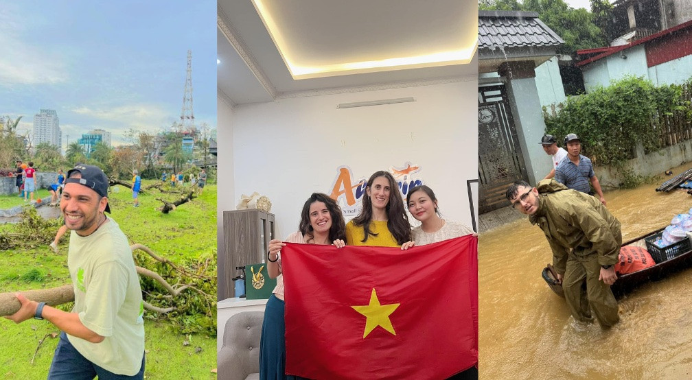 Những khách Tây xông xáo cứu trợ, tiếp tế người dân Việt trong vùng bão lũ