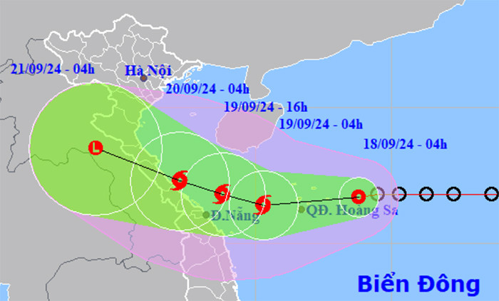 Thời tiết ngày 18/9: Áp thấp nhiệt đới di chuyển nhanh, hướng về Quảng Bình-Đà Nẵng