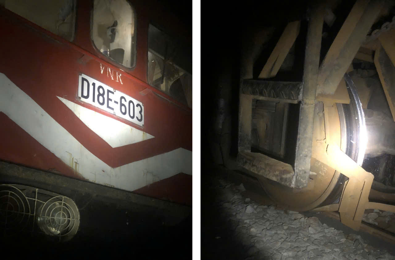 Thêm vụ tàu chở hàng trật bánh trong đêm khi qua Thừa Thiên - Huế