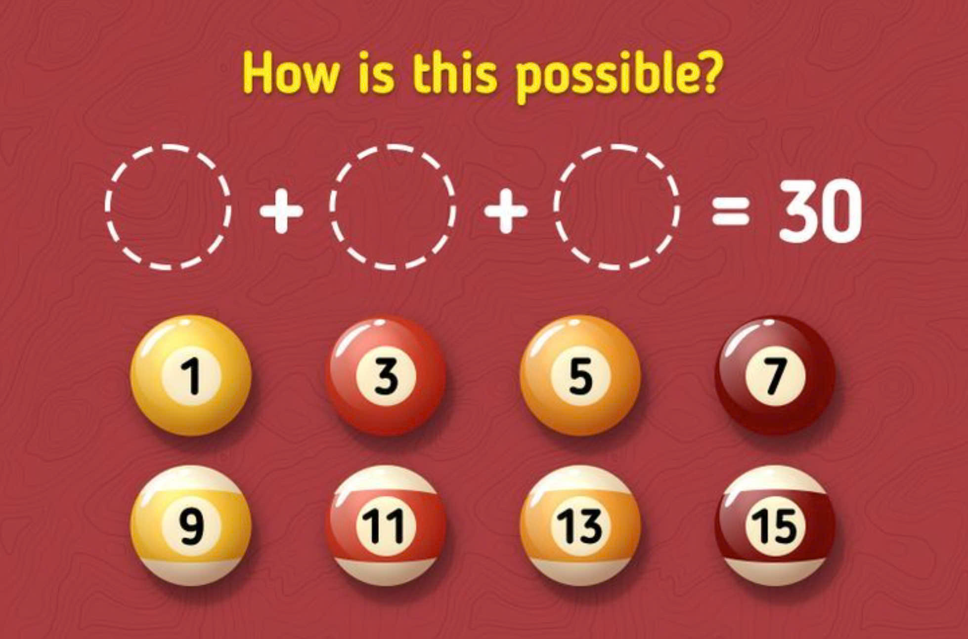 Câu đố tìm bóng bi-a tưởng dễ mà khó không tưởng