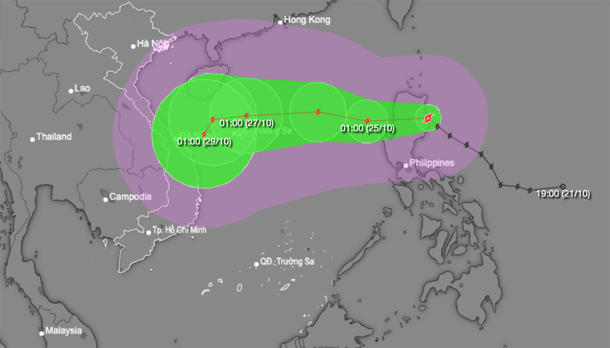 Bão Trami di chuyển phức tạp, liên tục đổi hướng khi vào Biển Đông