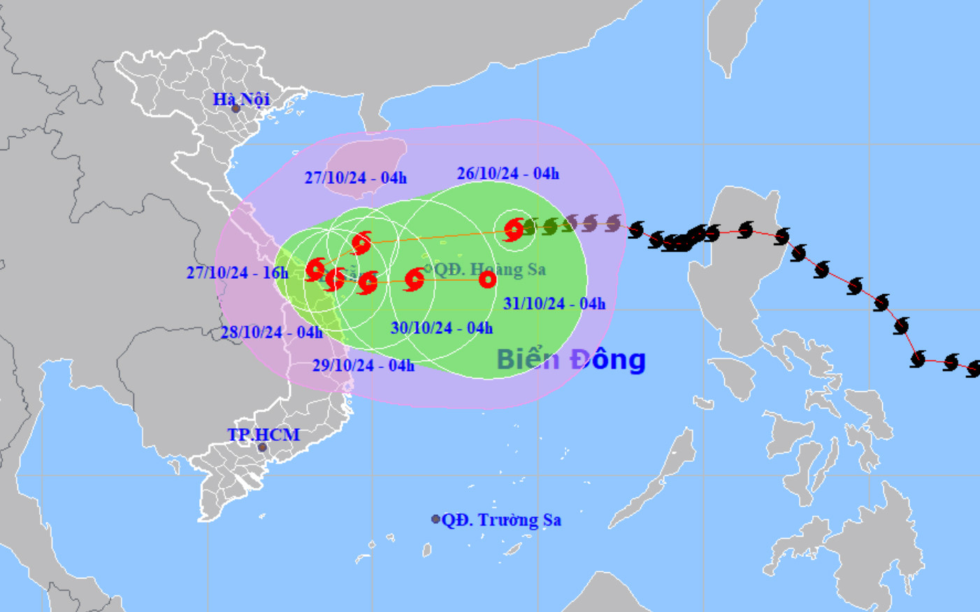 Bão Trami giật cấp 14, tiến nhanh về vùng biển Trung Trung Bộ