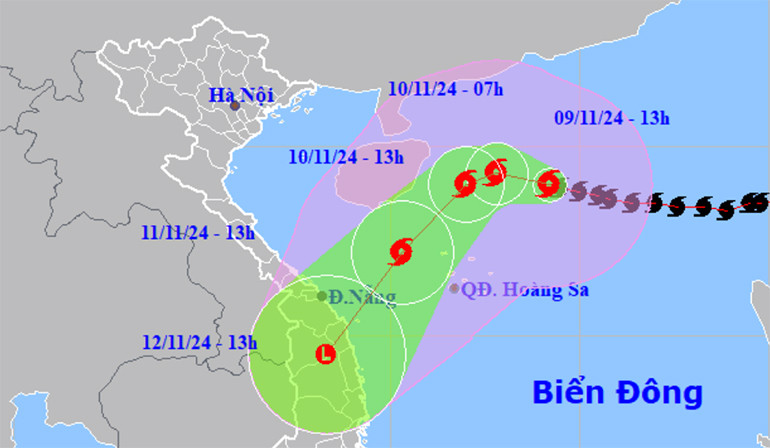 Dự báo bão Yinxing đổ bộ Quảng Nam - Bình Định vào ngày 12/11