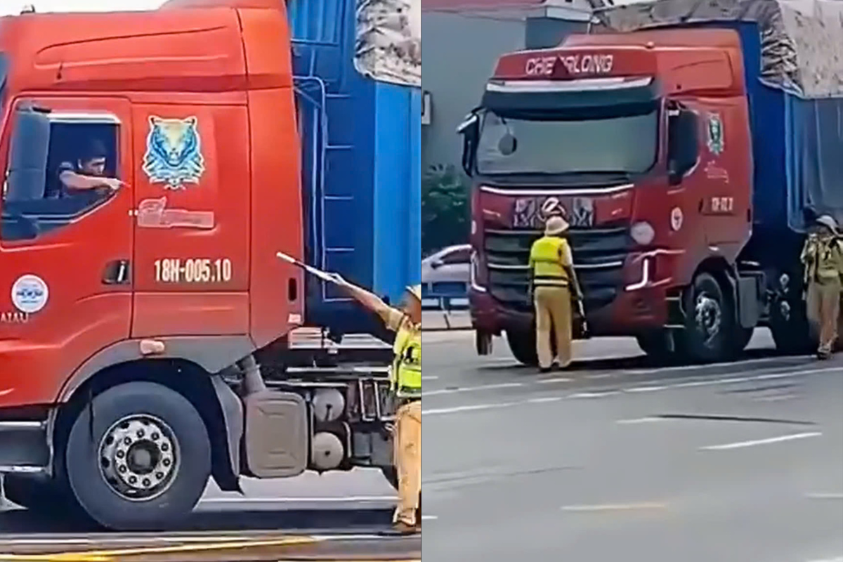 Bị yêu cầu dừng xe, nam tài xế ‘ném’ chai nước vào CSGT 