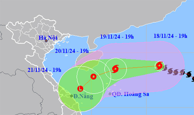 Bão số 9 duy trì cấp 11 trên Biển Đông, hướng về vùng biển Trung Trung Bộ