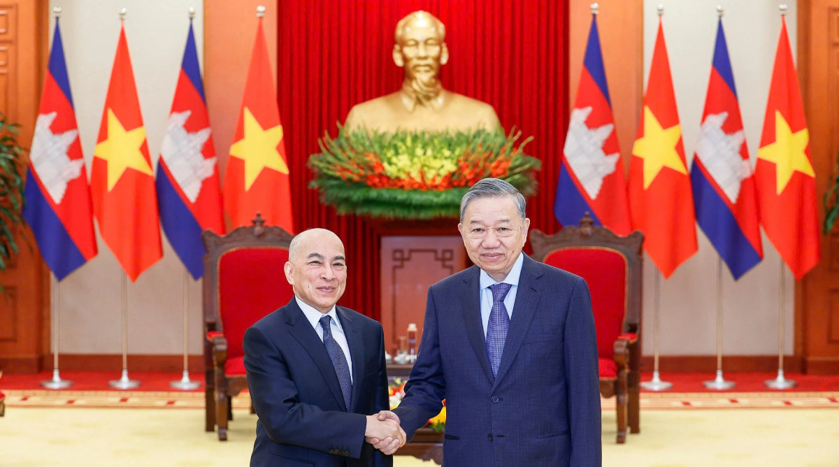 Tổng Bí thư Tô Lâm hội kiến Quốc vương Campuchia Norodom Sihamoni