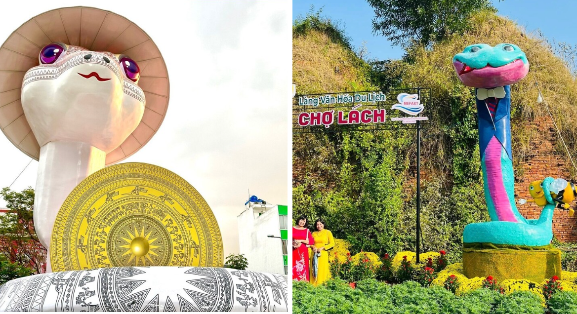 Ngắm loạt linh vật rắn Tết Ất Tỵ xuất hiện sớm nhất ở các tỉnh thành