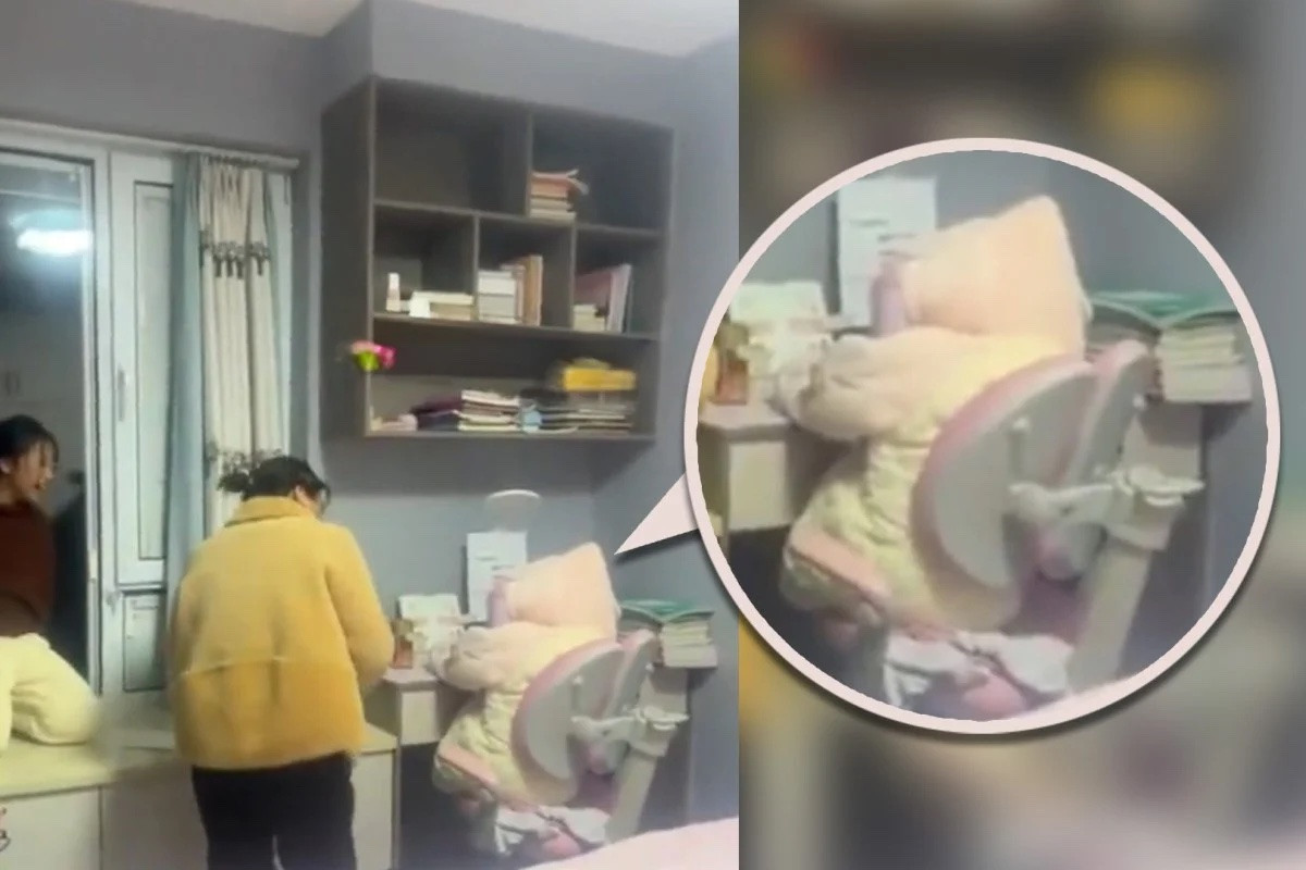 Bé gái làm hình nộm lừa mẹ là đang ngồi học, phụ huynh vừa tức vừa buồn cười