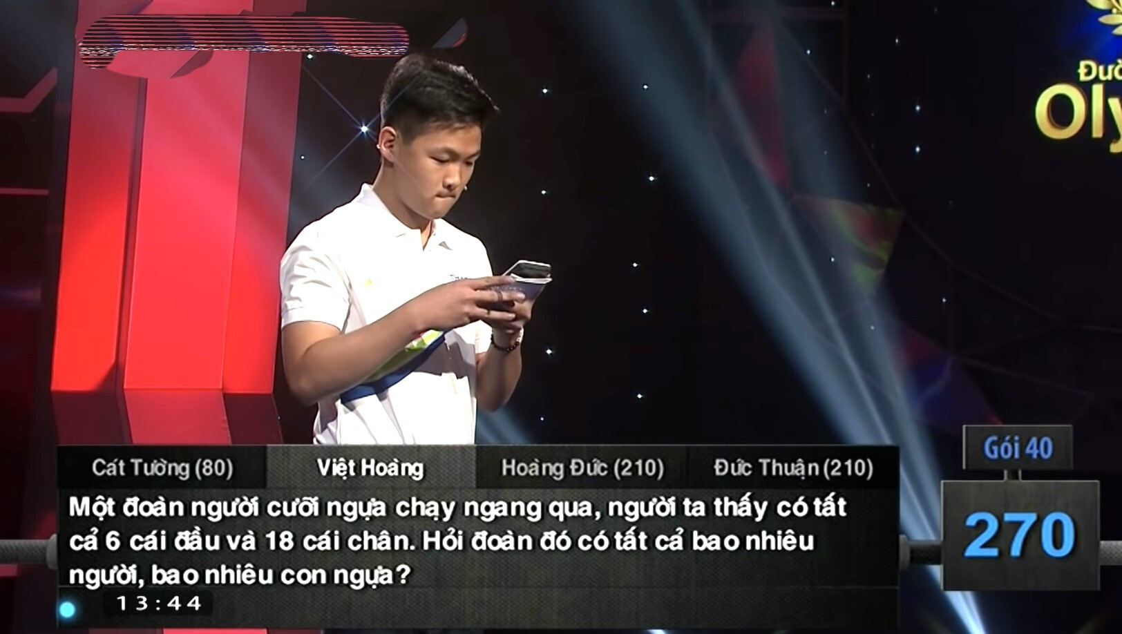 Bài toán lớp 2 làm khó 4 thí sinh Đường lên đỉnh Olympia