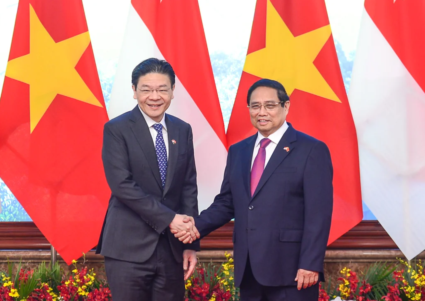 Thủ tướng Phạm Minh Chính chủ trì lễ đón Thủ tướng Singapore Lawrence Wong