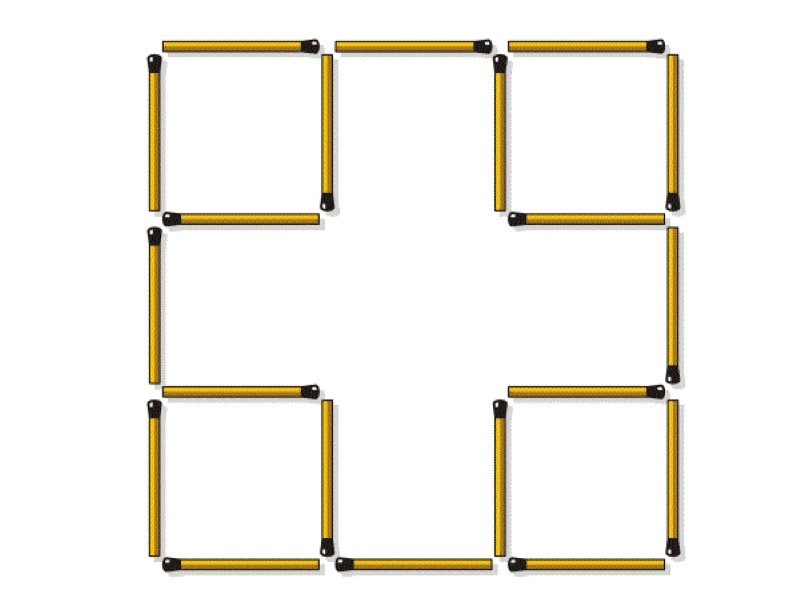 Thách thức thiên tài: Di chuyển 2 que diêm để tạo ra 7 hình vuông