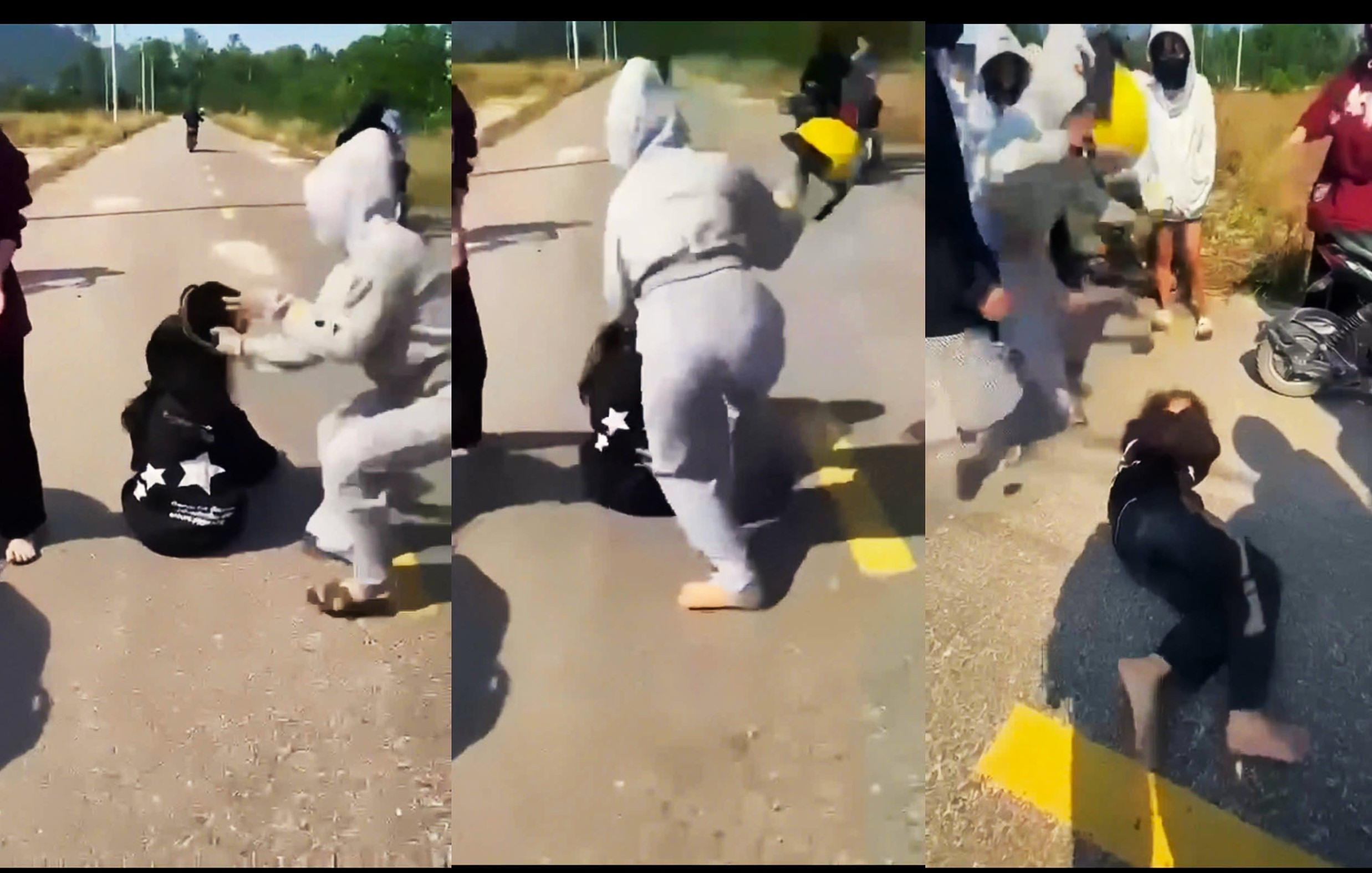 Nhóm nữ sinh Bình Định cầm mũ bảo hiểm đánh liên tiếp vào đầu bạn