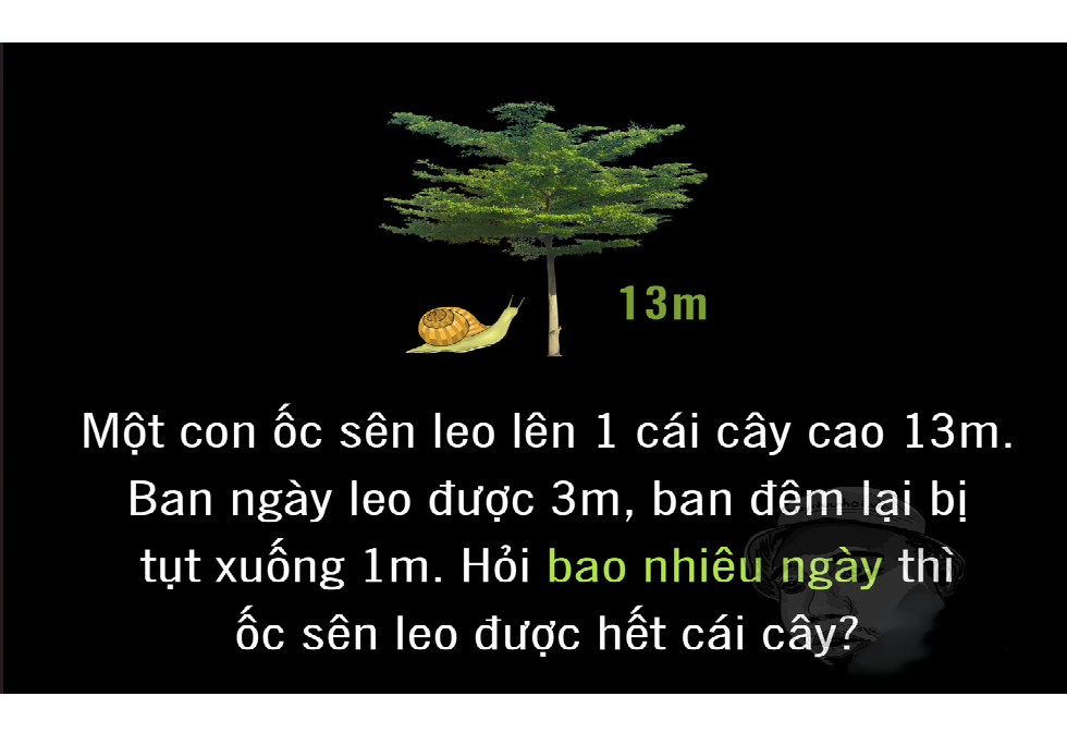Ốc sên mất bao nhiêu ngày để leo hết cái cây 13m?